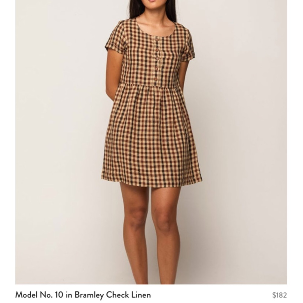 NWT Pyne & Smith Model No. 10 Linen Dress in Brambley Check, XS